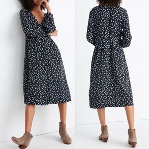 Madewell Black and Blue Floral Dress